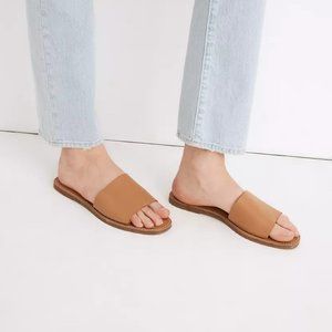Like New Madewell Desert Camel Leather Boardwalk Post Slide Sandals - Size 7